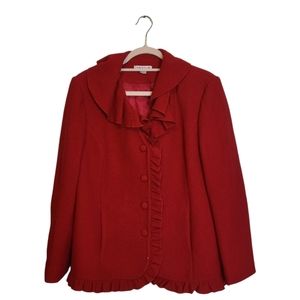 Pendleton Red Wool Ruffle Blazer